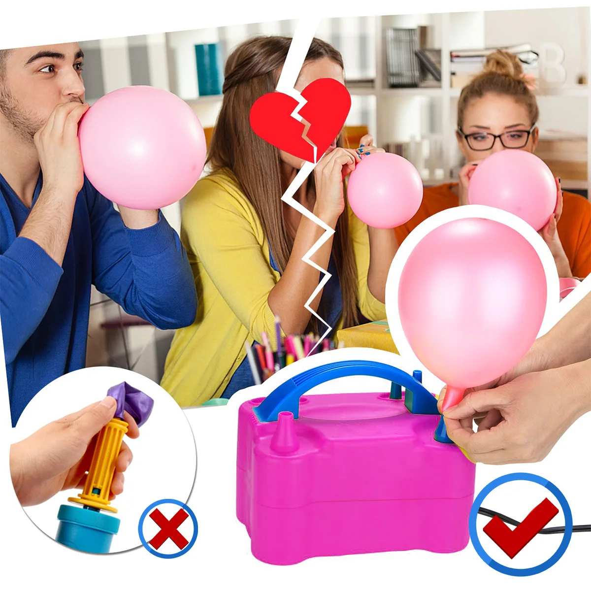 Электрический воздушный насос с двумя отверстиями надувной вилкой переменного