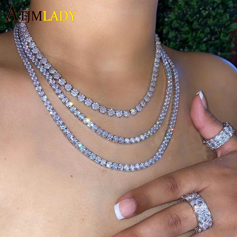 Женское теннисное ожерелье цепочка-чокер с круглыми звеньями 16 дюймов 18 2021 -