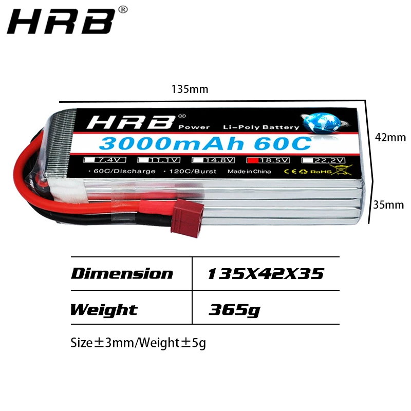 hrb 5s 185 v lipo батарея 3000mah xt60 t deans ec5 xt90 xt90 s женский rc fpv