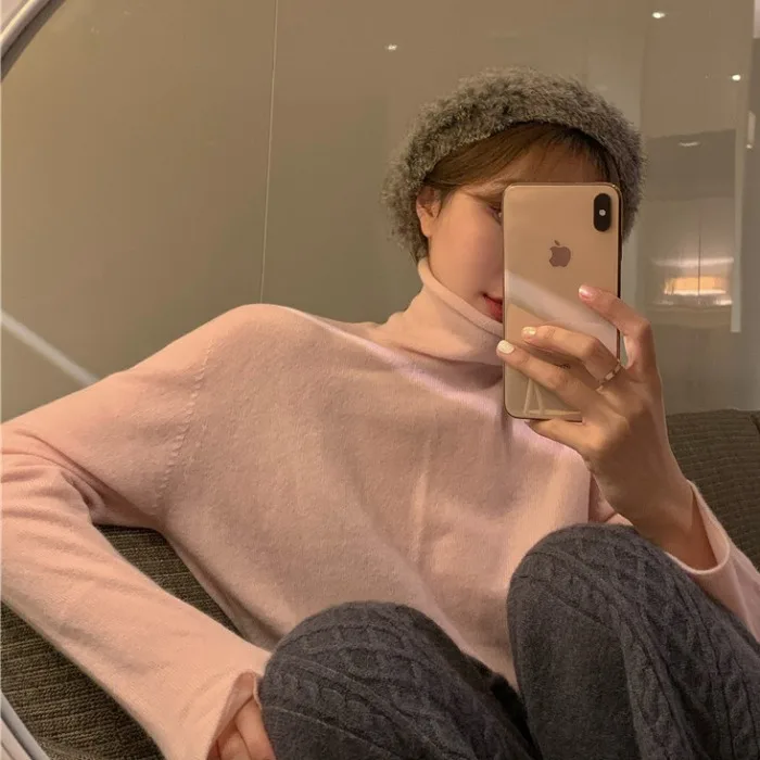 

Korean Gate net red autumn winter high collar milk tea new 2020 base sweater sweater