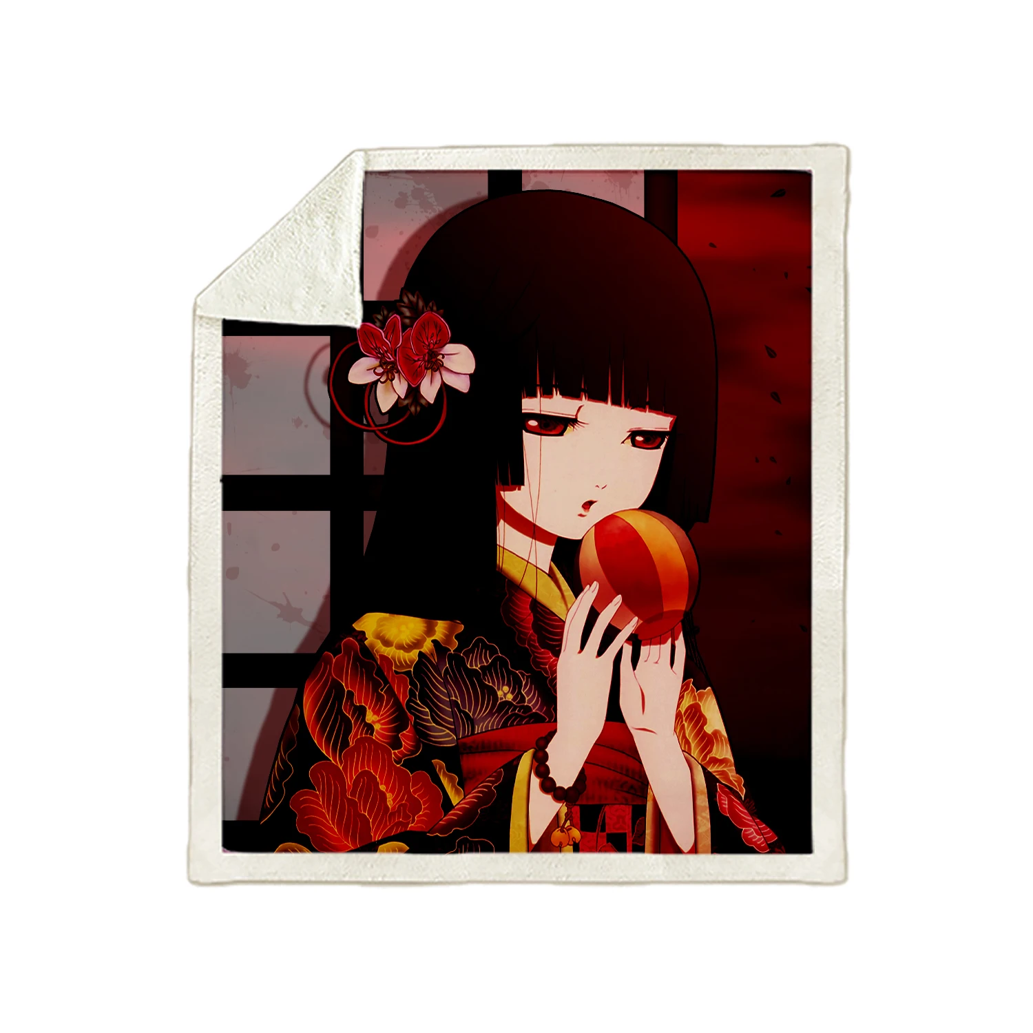 

SONSPEE 3D Printing Ladies Anime Hell Girl Enma Ai Jigoku Shoujo Mioyosuka Adult Children Sofa Bed Chair Plush Blanket Bed Cover