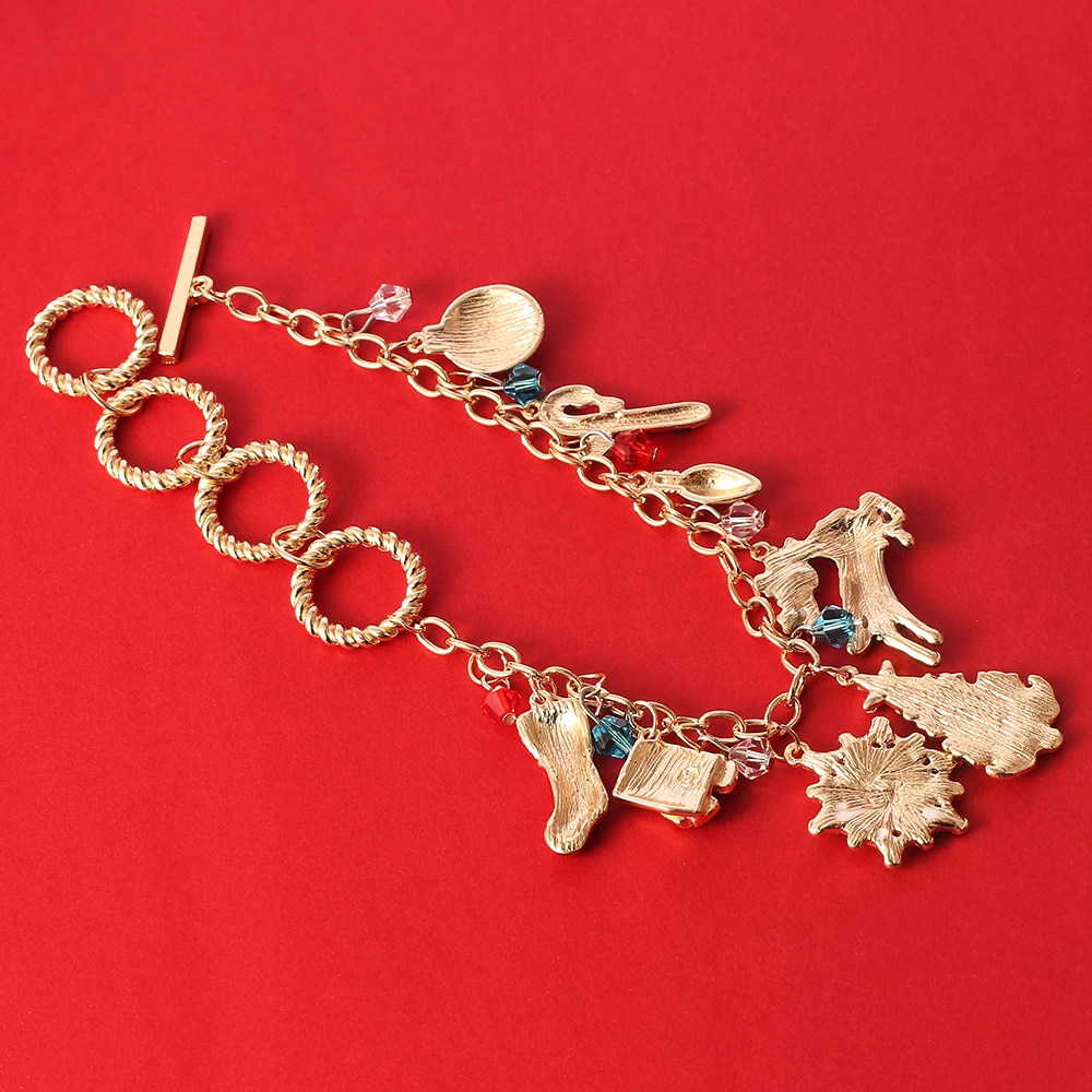 Модные браслеты в рождественском стиле цепочка снеговик лося Снежинка браслет