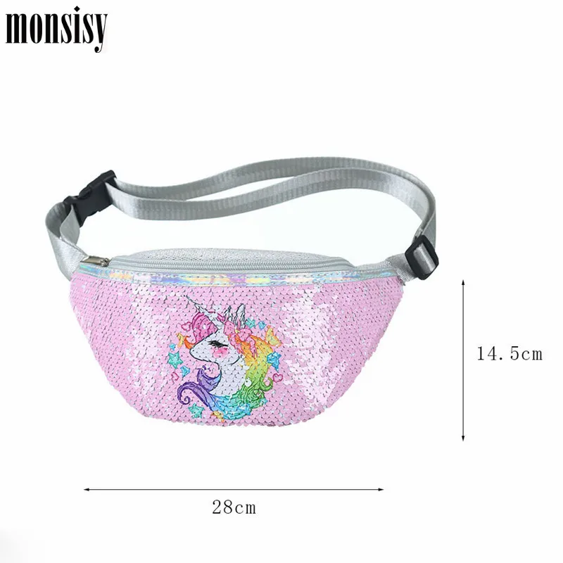 Поясная Сумка Monsisy с блестками и единорогом для девочек забавные детские