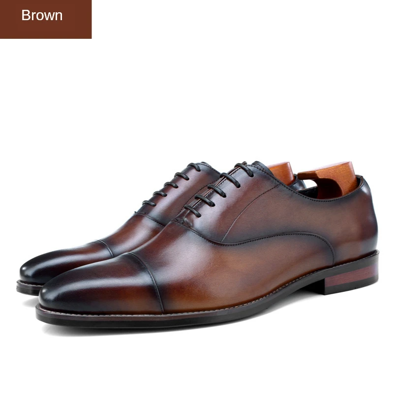 

European Style Official Wedding Party Real Top Layer Cow Leather Upper Pigskin Insole Oxfords Formal Business Men Shoes