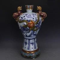 yuan dynasty blue and white inlaid copper enamel colored filigree flower pattern plum vase