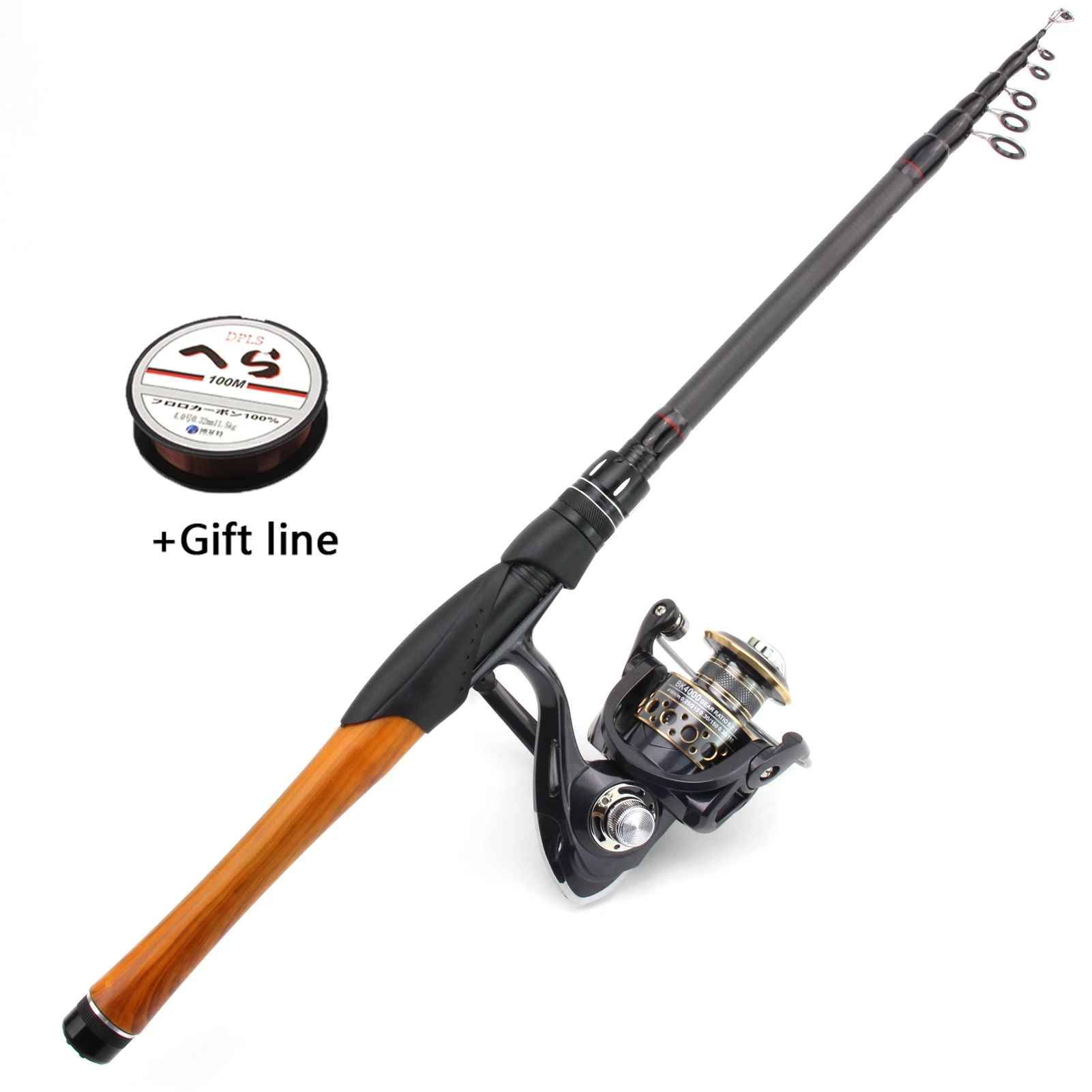 

NEW 1.8M 2.1M 2.4M 2.7M Rod Reel Combos Carbon Spinning rod Telescopic Fishing Rod and Reel set sea vara de pesca com molinete