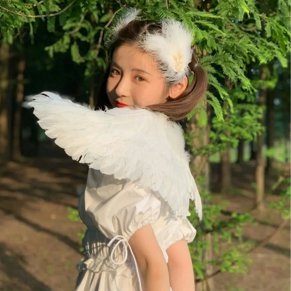 

1pc Black White Angel Feather Wing Wings Photo Prop Cosplay Fairy Wing Magic Children Adult Performance Angel Ornaments Decor