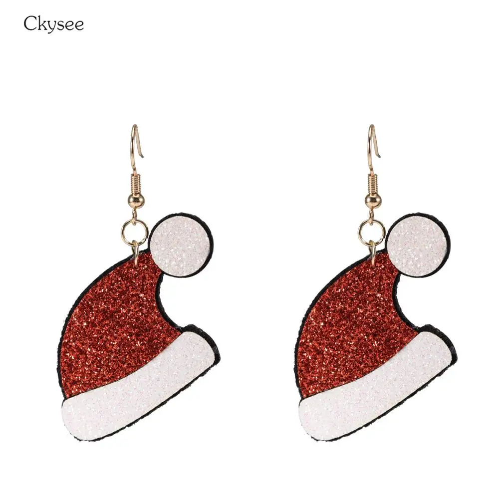 Christmas hat Новинка, женские серьги-гвоздики, тканевые квадратные корейские серьги для девочек, рождественский подарок, модные серьги-гвоздики, свадебные аксессуары - Окраска металла: Christmas hat