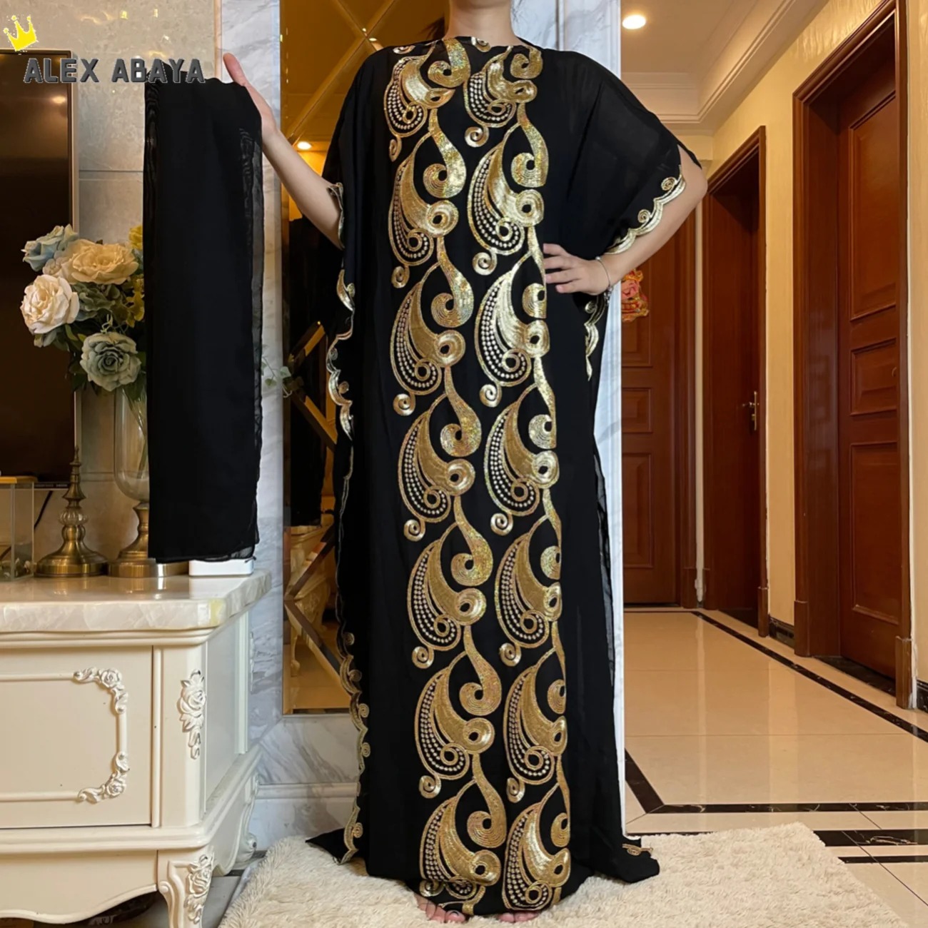 Abaya мусульманское платье высокого качества с блестками вышивка Дубай Турция хиджаб платье Кафтан Исламская одежда для женщин Африканское М...
