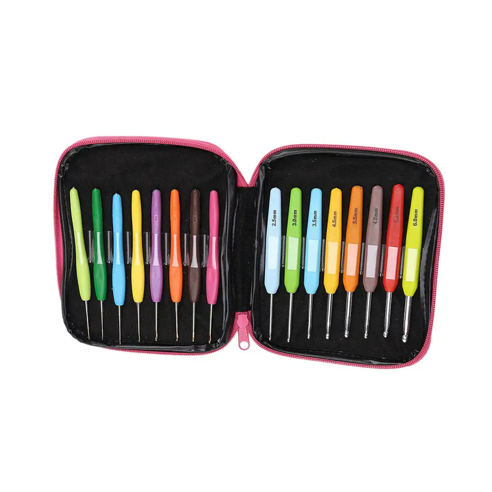 

16pcs Mixed Aluminum Handle Crochet Hook Knitting Knit Needle Weave Yarn Sweater Needles Suit Stainless Steel Aluminum Set