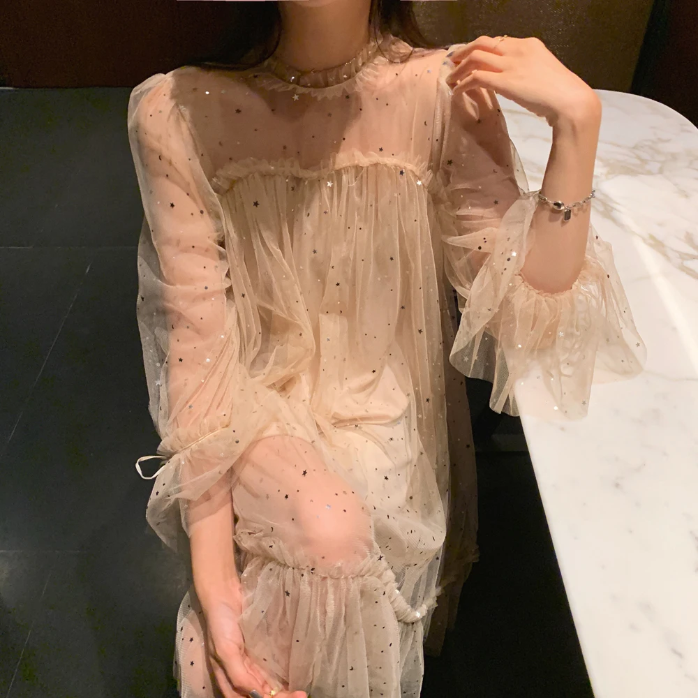 Новинка лета 2020 литературные платья Очаровательная сетчатая кофта с