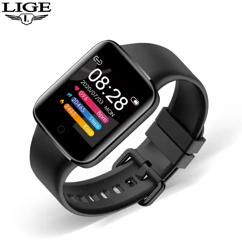 

LIGE Sports Smart Watch Men Women Waterproof Thermometer Heart Rate Blood Pressure Monitor Health smartwatch For Android ios