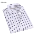 Новинка 2021, мужская рубашка в полоску, ткань с длинным рукавом, бамбук, мягкая, шелковистая, 5XL, без железа, весна-осень, деловая, повседневная, белая, синяя, DA528