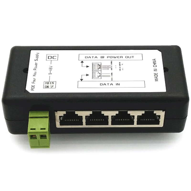 4 порта PoE инжектор 4CH адаптер питания Ethernet блок Pin 5(+)/7 8( ) Входной DC12 48V для ip