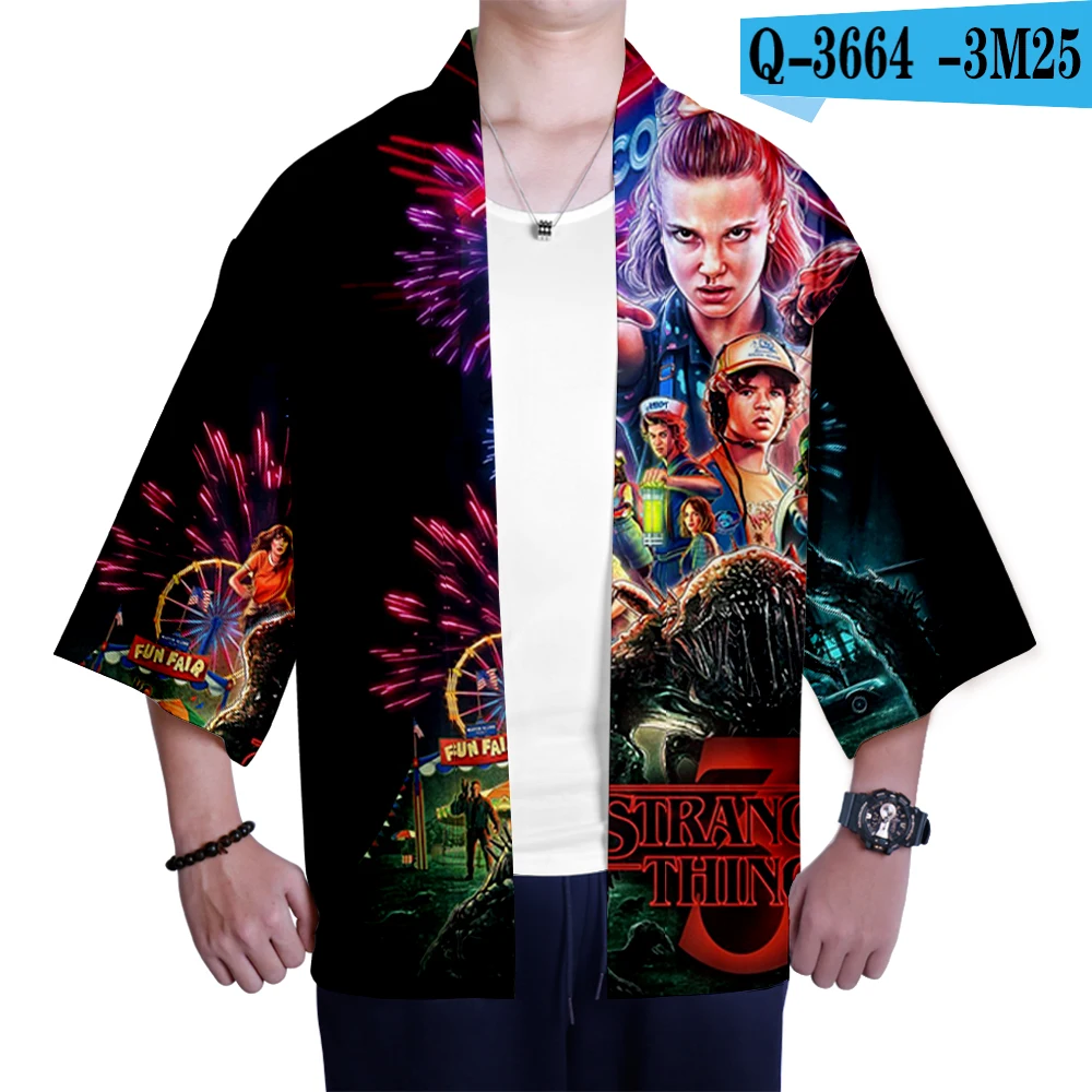 Кимоно странные вещи с принтом японский кардиган женское кимоно летнее пляжное кимоно кардиган костюм самурая женский кардиган одежда - Цвет: Фиолетовый