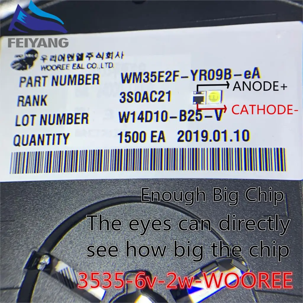 100 шт. для WOOREE LED подсветка LCD TV bead 6 V 2 W 3535 светодиодный SMD Lamp cold white | Электронные
