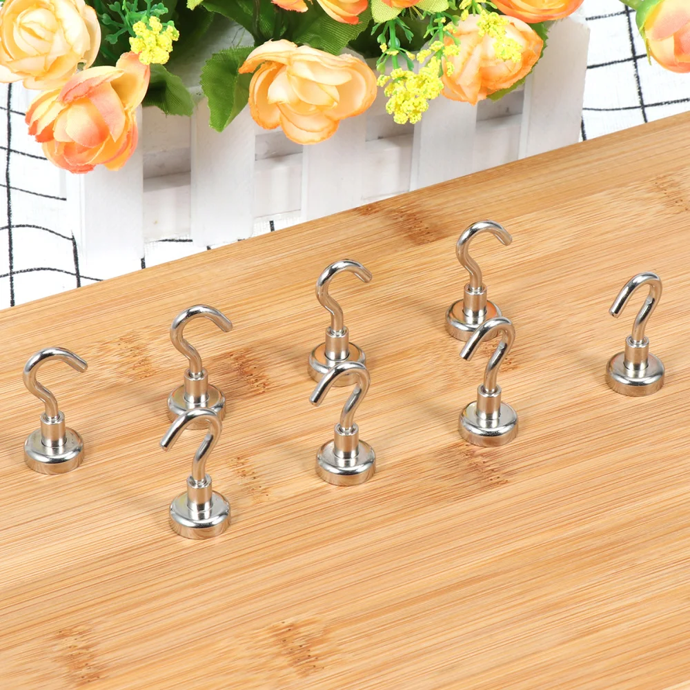 

8pcs Super Strong Heavy Duty Ndfeb Hook Household Magnetic Hooks for Home Kitchen (Silver)