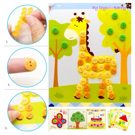 Кнопки наклейки-Пазлы ручной работы DIY игрушки для детей Монтессори спелгоед