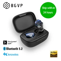 bgvp q2s hybrid technology tws 5 2 hifi bluetooth compatible headphones sports binaural in ear gaming earphones earbuds with mic