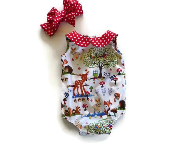 

2021 Summer Newborn Baby Off-white Romper + Headband 2 Sets Of Cartoon Animal Print Children Clothing High Quality 1-3Y
