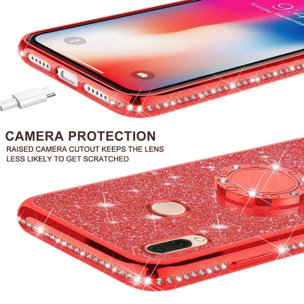 Алмазный чехол для Xiaomi Redmi Note 9 9s 8 Pro 8T 8A Ювелирное кольцо с подставкой Mi 10 CC9