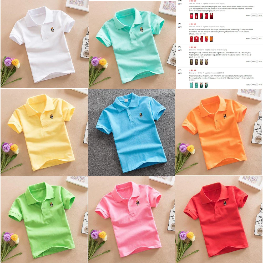 Рубашки Polo для детей унисекс летом с короткими рукавами однотонные, рубашки для мальчиков-младенцев в школьной форме, детская одежда из хлопка от 2 до 11 лет.