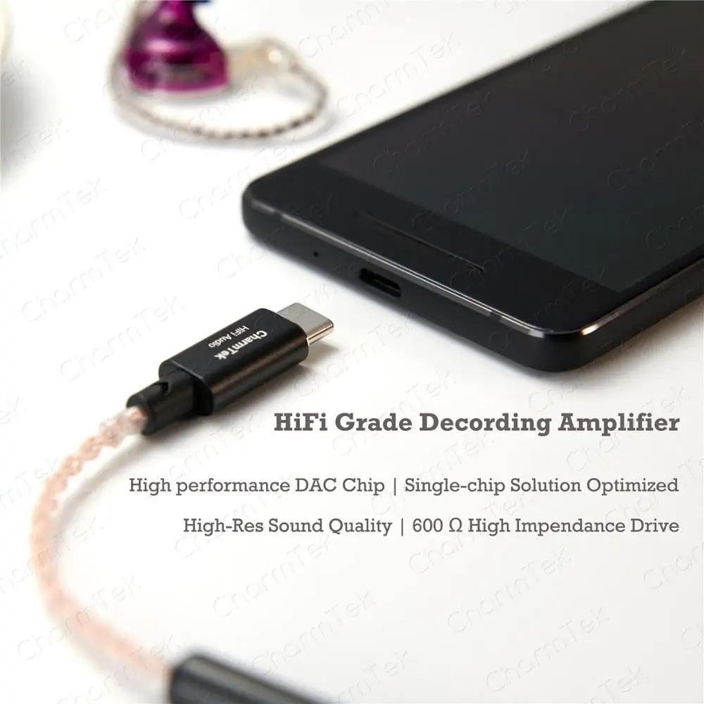 CharmTek USB C Hi-Fi аудио портативный усилитель для наушников Qualcomm 32-битный DAC Pixel 4 Note 10 iPad