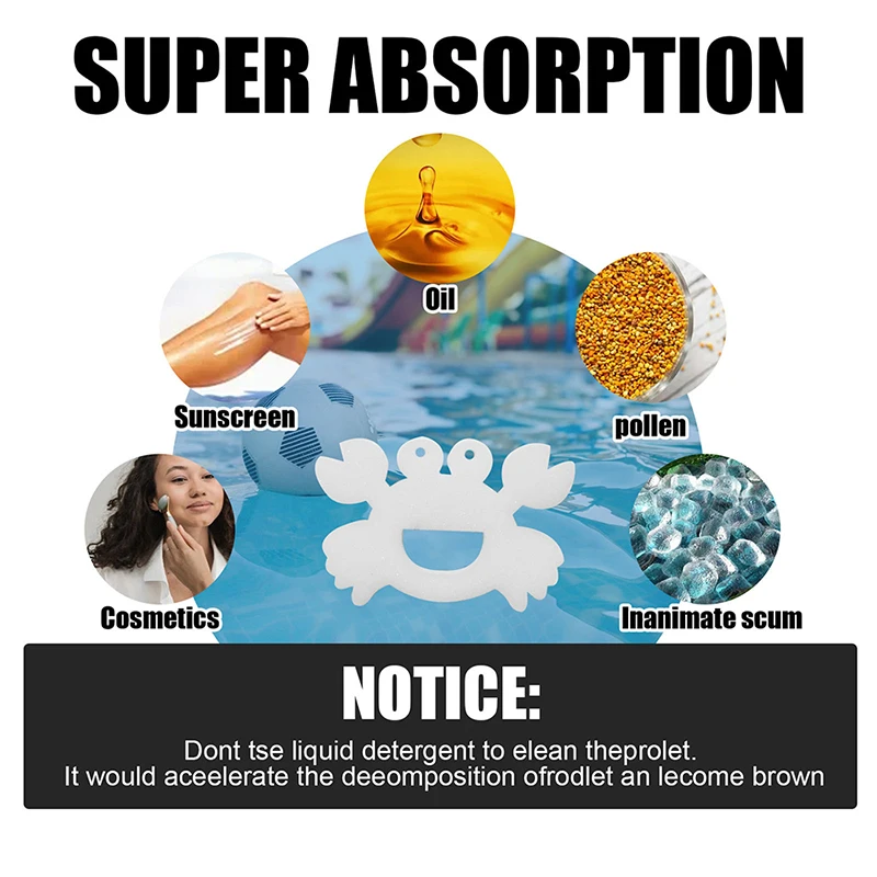 

6Pcs PopularWhite Floating Spa Sponge CartoonOil Absorbing Hot Tub Skimmer Scum Absorber Cleaners For Swimming Pool Dropship