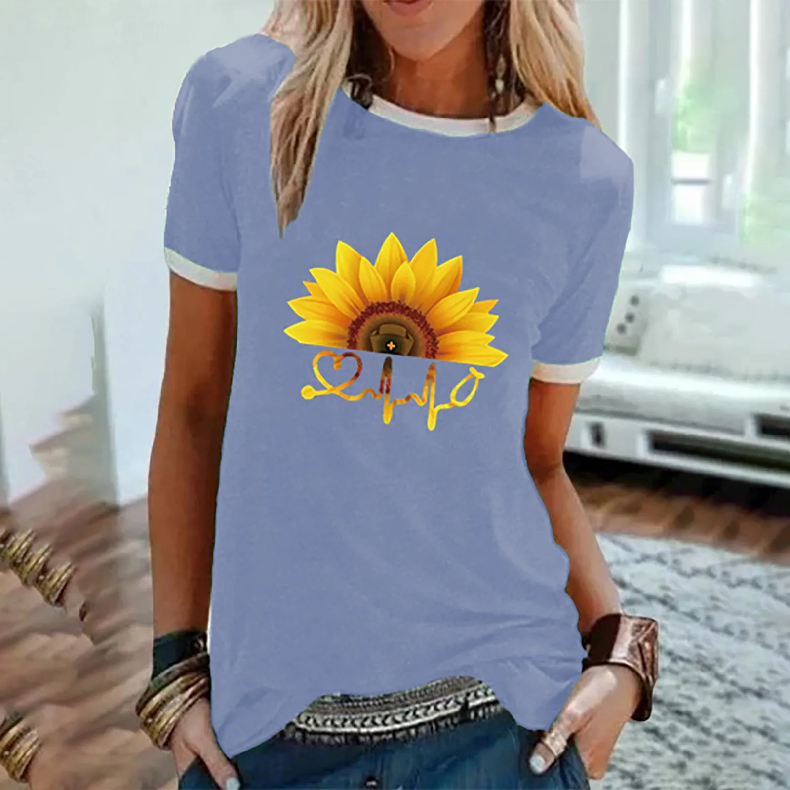 

Women's Sexy Fashion T-shirt Casual Short-sleeved Summer Fun Printed Top Harajuku Top Tee Cute Short Sleeve tshirt Female Tshirt