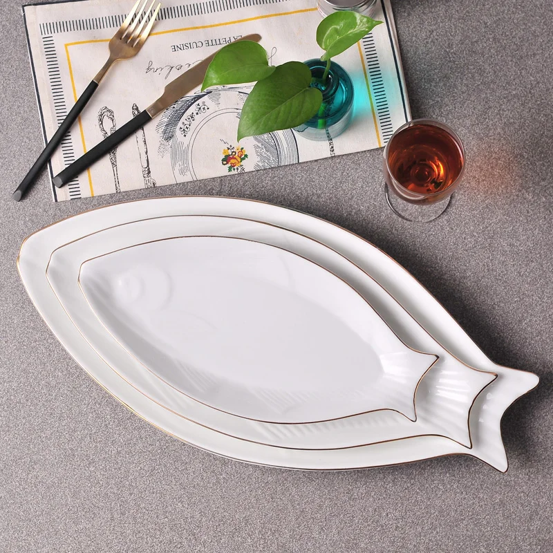 Тарелка из Пномпеня керамическая тарелка в форме рыбы большая домашняя кухонная