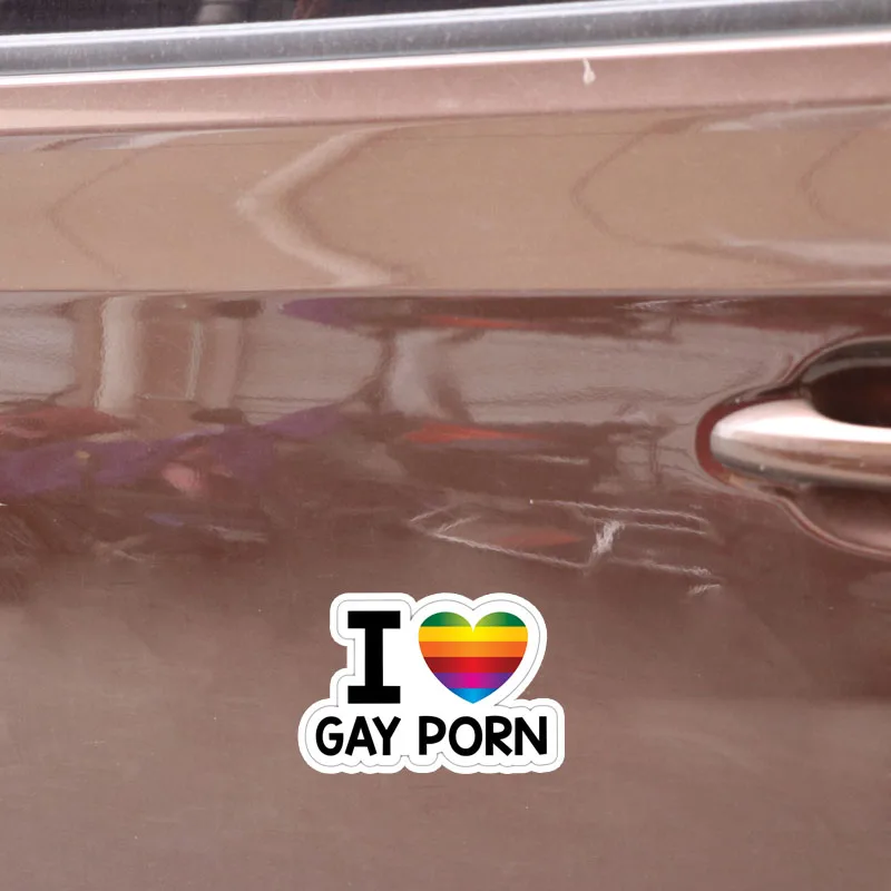 Aliauto Personality Car Sticker Rainbow I Love Gay Porn Sexy Cover Scratch Waterproof Funny Accessories PVC Decal 12cm*8cm | Автомобили и