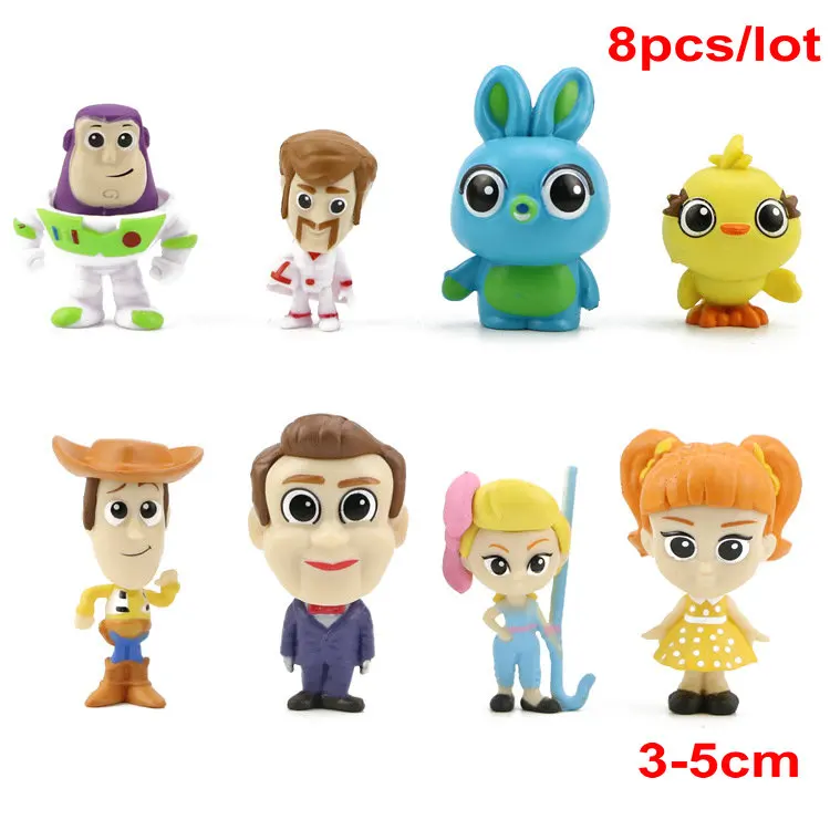 8pcs S 7 шт./лот История Игрушек 4 Базз Лайтер форки фигурка игрушки куклы Вуди и Джесси Бо Peep Ducky кролик ПВХ модель детские игрушки подарки - Цвет: 8pcs S