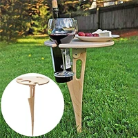 outdoor wine table with foldable round desktop mini wooden picnic table easy to carry wine rack dropshipping