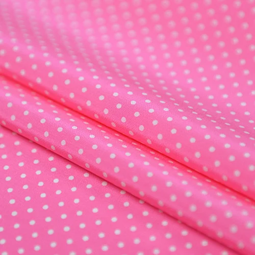 Мини Белый принт в горошек на Розовом Шелковом крепдешине шелковая ткань SCDC1024 |