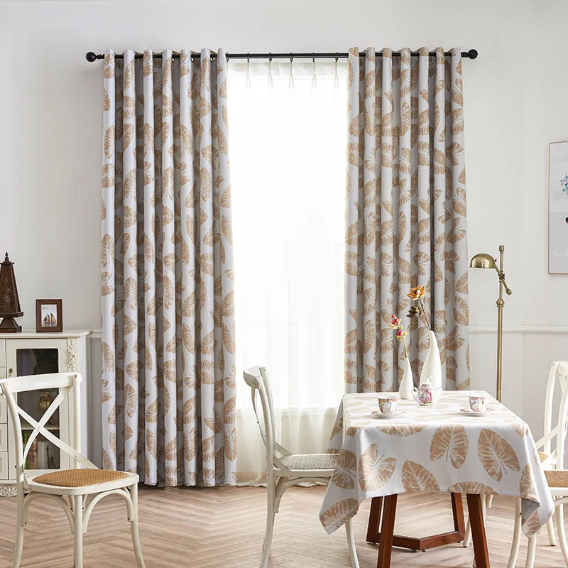 

Fresh Plantain Curtains for Living Dining Room Bedroom Leaf Paper Printing Shade Finished Curtain Fabric