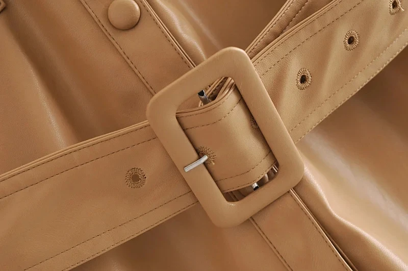 

ZA 2021 belt Faux Leather Jacket women PU biker jacket Streetwear Punk belt Motorcycle Coat ladies black leather jacket