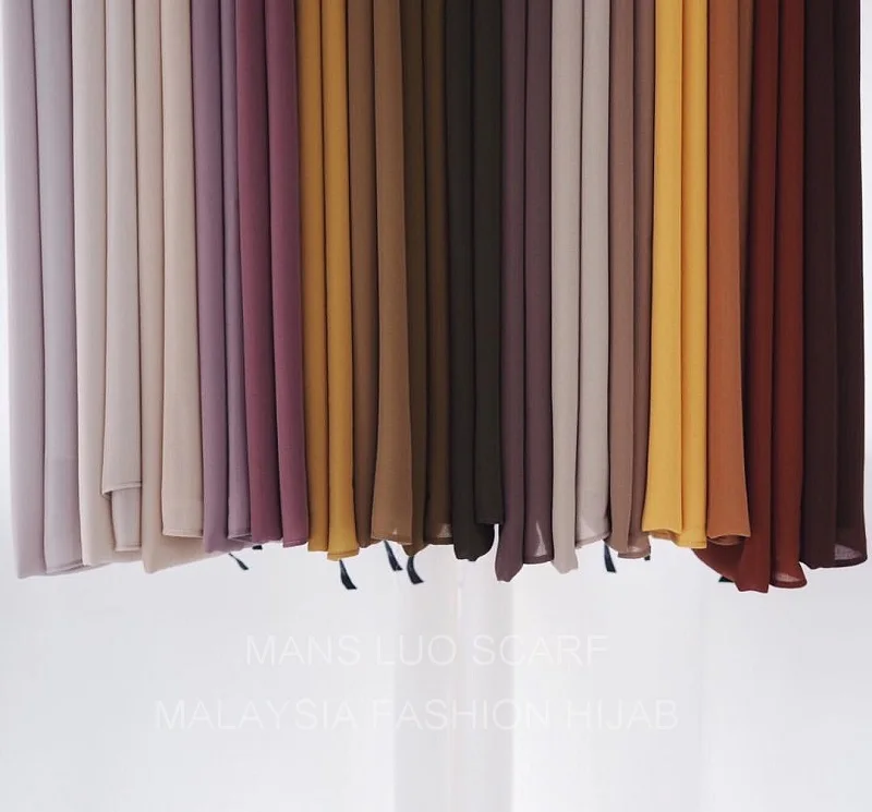 

Premium Chiffon Scarf Wrap Plain/Solid Color Women Hijab Headscarf Summer Islamic Long Shawl 175x70cm