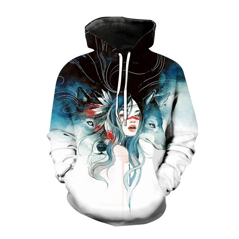 

2021 season sweater animal wolf 3D printed hooded sweatshirt autumn and winter men's and women's fashion hooded pullover