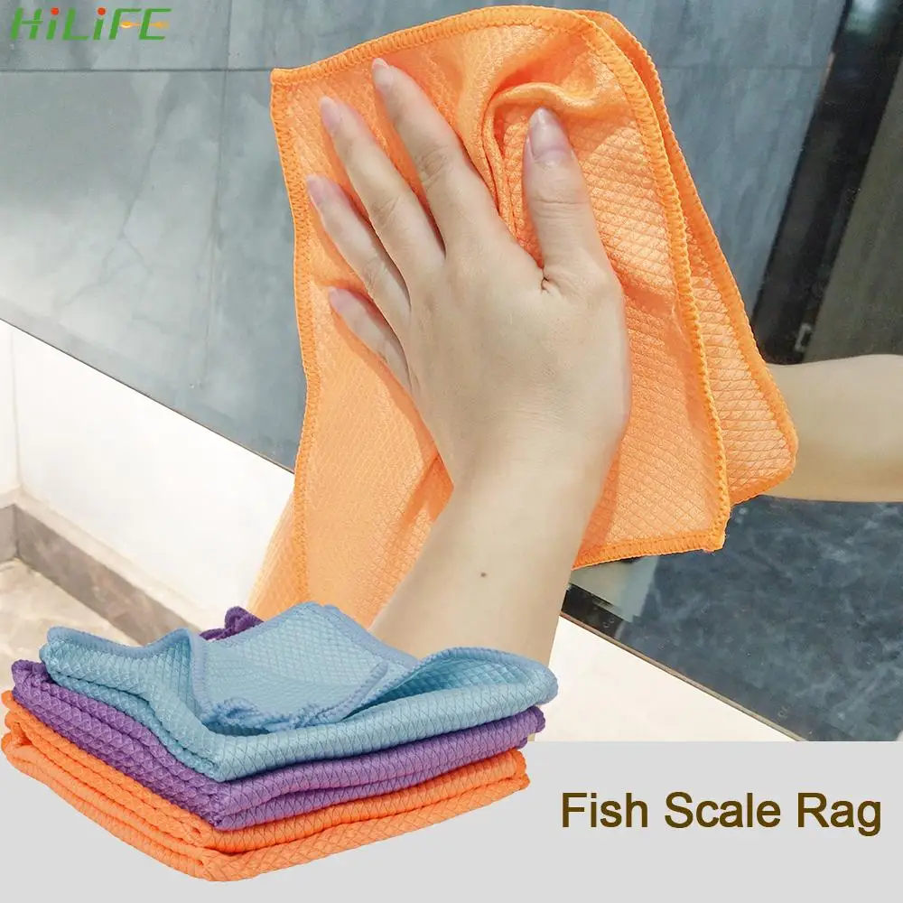 

Салфетка для очистки зеркал и окон, кухонная Стеклянная Безворсовая посуда, многоразовая микрофибра, рыбья чешуя, впитывающая воду