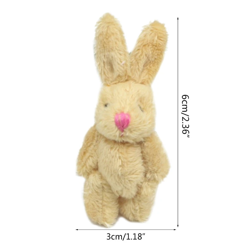 

6cm Realistic Dollhouse Plush Doll Soft Stuffed Rabbits Bunny Toys Miniature Decoration Doll Mini Joint Rabbit Pendant