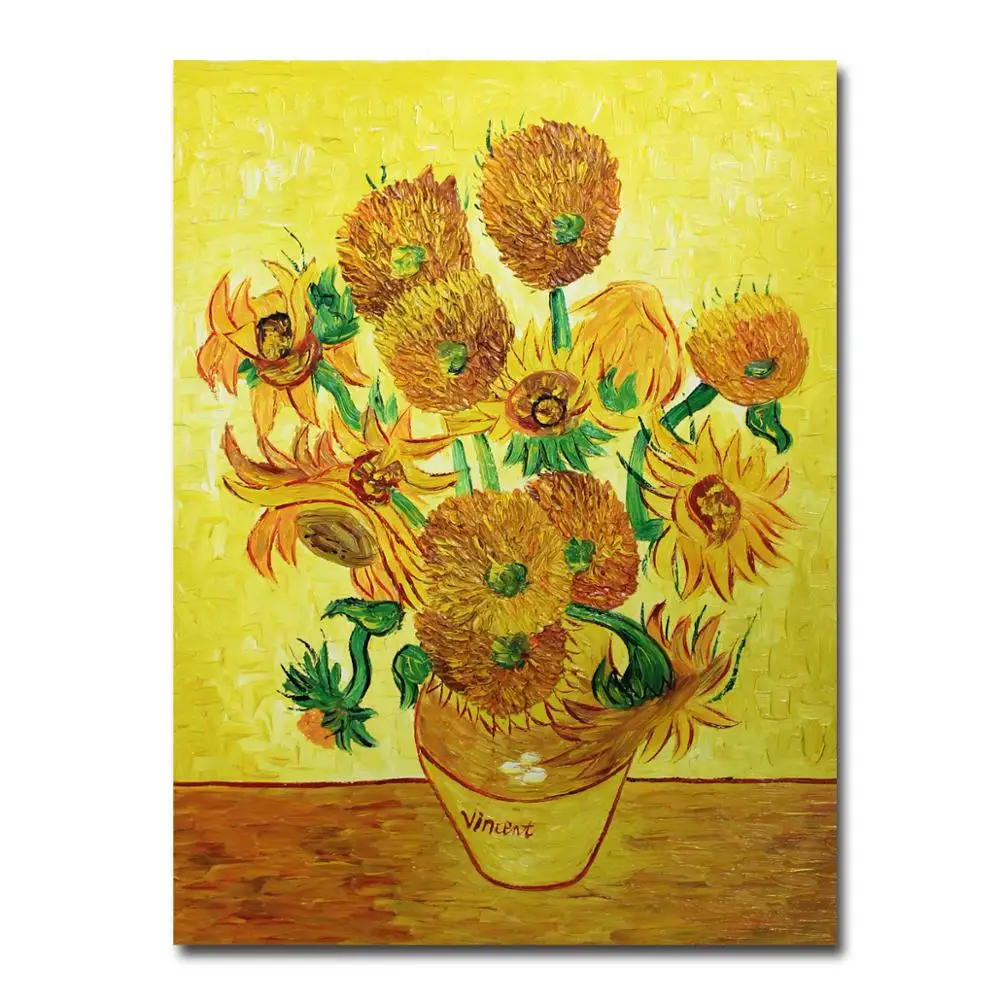 

Картина Ван Гог с подсолнухами, ручная роспись на холсте, настенная живопись для гостиной, домашний декор, картины Ван Гога Декор гостинично...