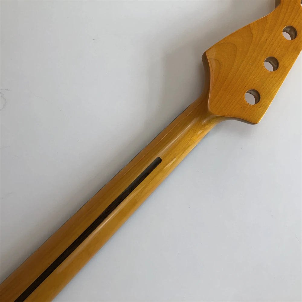 4 String  Electric Bass Guitar Neck 20 Fret 34inch Maple Fingerboard Yellow Gloss enlarge