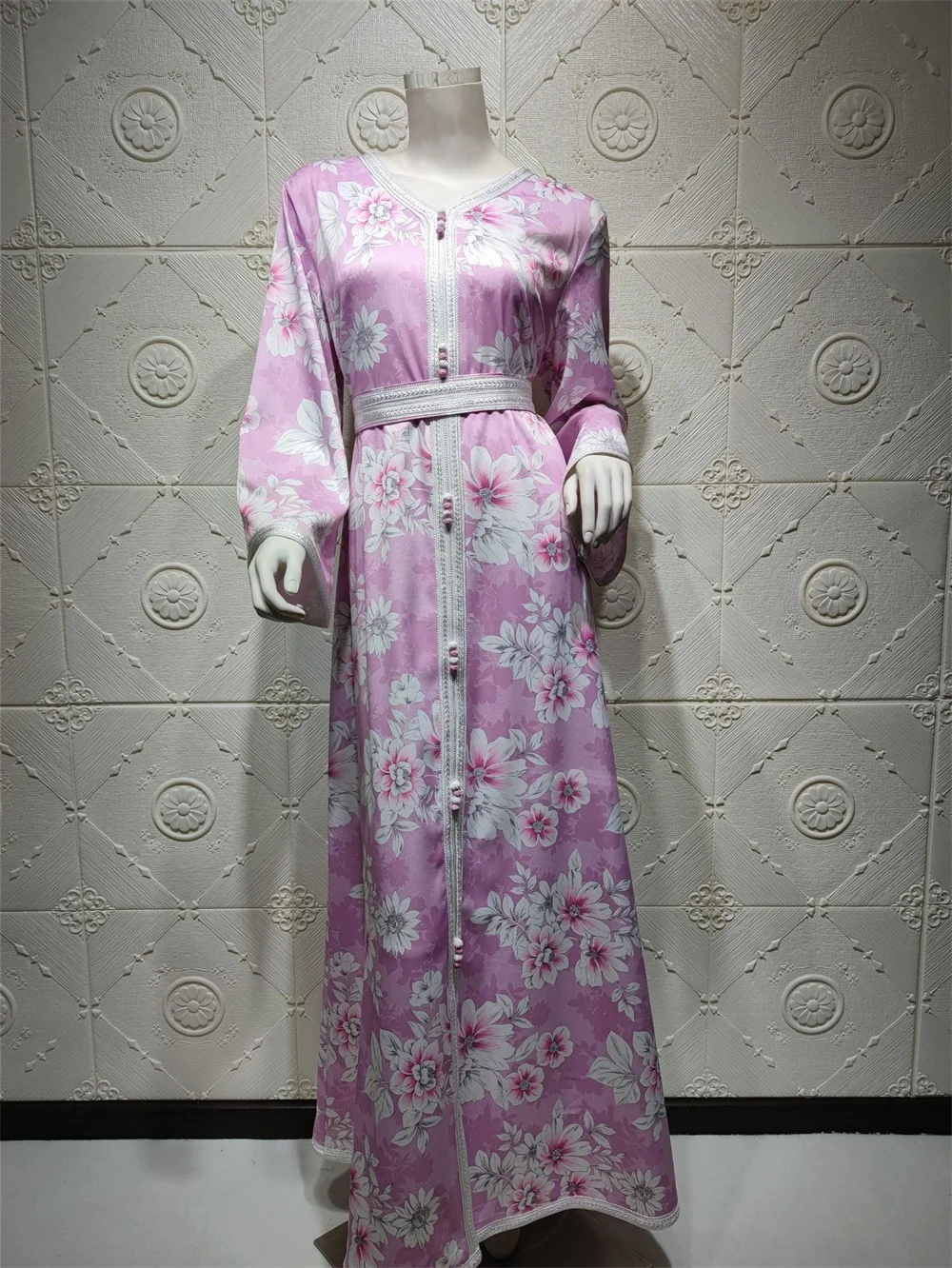 Платье макси с длинным рукавом милые украшения в виде цветов Женские туфли