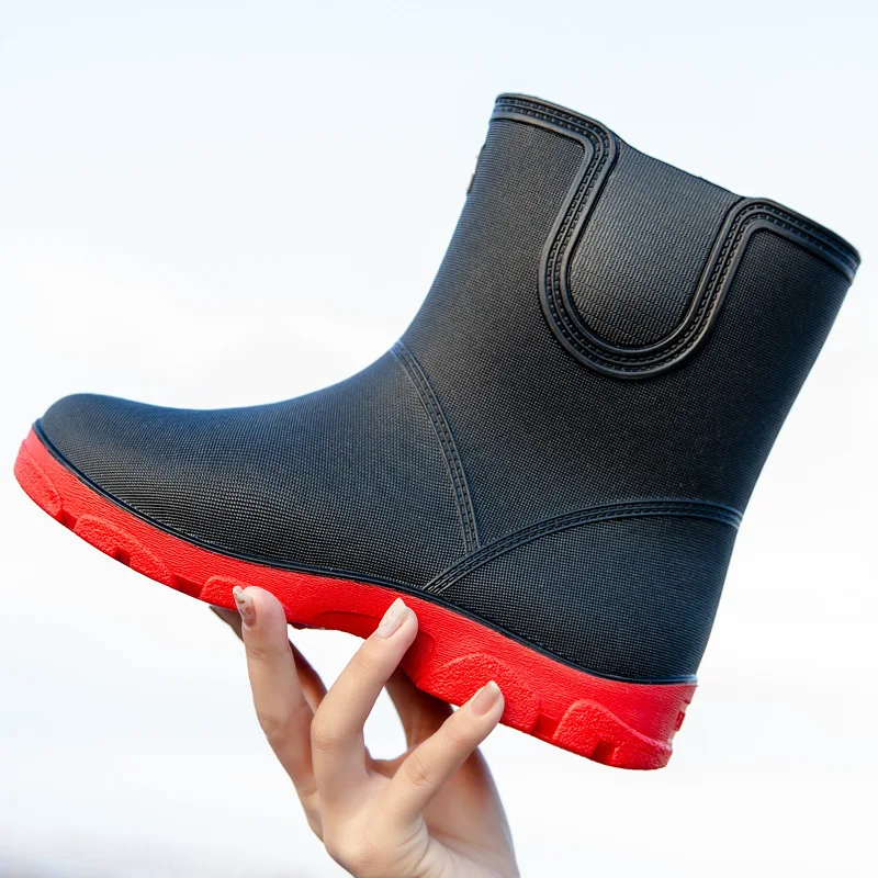 

Summer Rain Boots Men's Tube Couples Men's and Women's Rain Boots Waterproof Non-slip Shoes Korean Outdoor Rubber Shoes 35-44