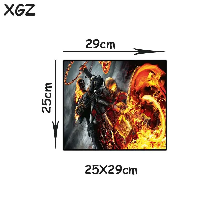 Большой мотоциклетный коврик для мыши XGZ Flame HD черный с застежкой по краям