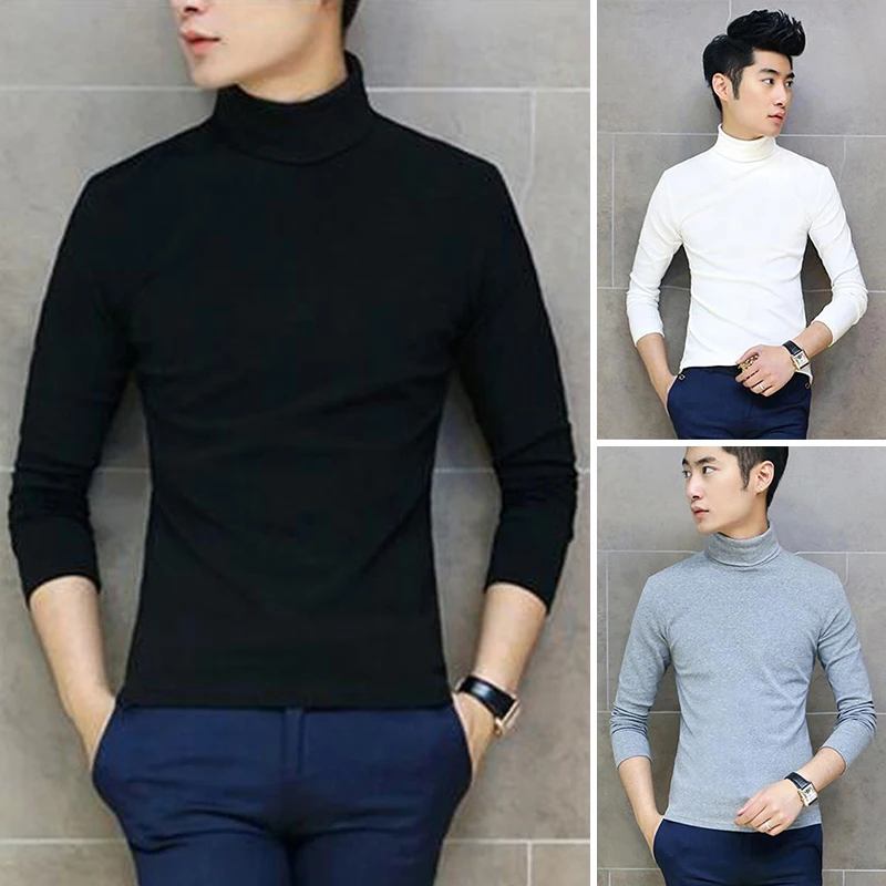 

2020 Turtleneck Sweaters Men Fashion Sweater High Collar Pullover Male Autumn Winter Knitwear Long Sleeve Knitted Tops Pullovers