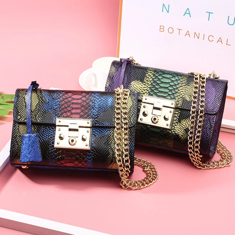 

luxury Fashion female Shoulder Bag Chain Strap Flap Serpentine Handbags Party Clutch Bag Ladies Messenger Bags With Metal Buckle