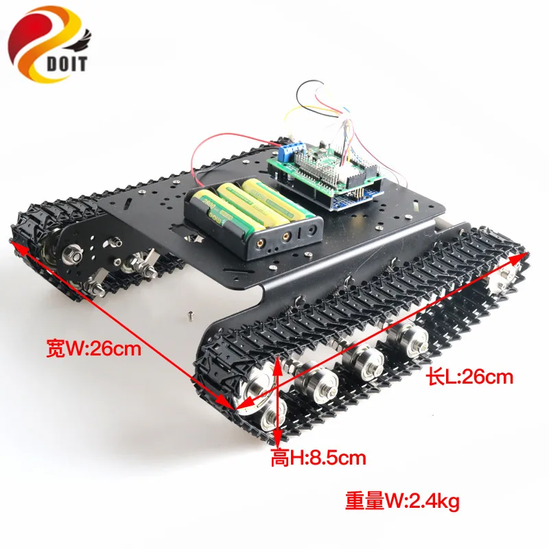Комплект шасси SZDOIT для Arduino амортизирующий металлический гусеничный танк с управлением через Wi