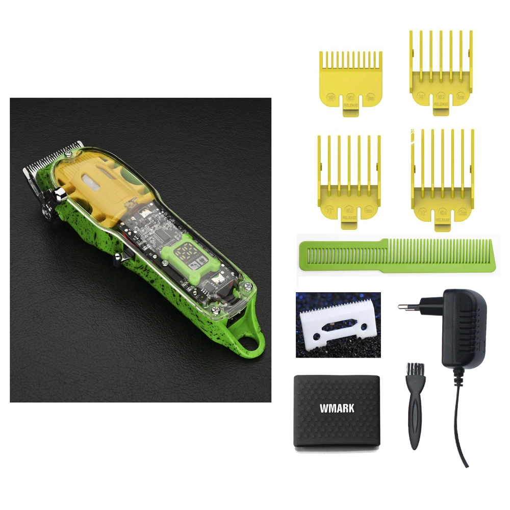 2021 WMARK New Model NG-108 Rechargeable Hair Cutting Machine Hair Clippers Trimmer Transparent Cover White Or Red Base 7300rpm