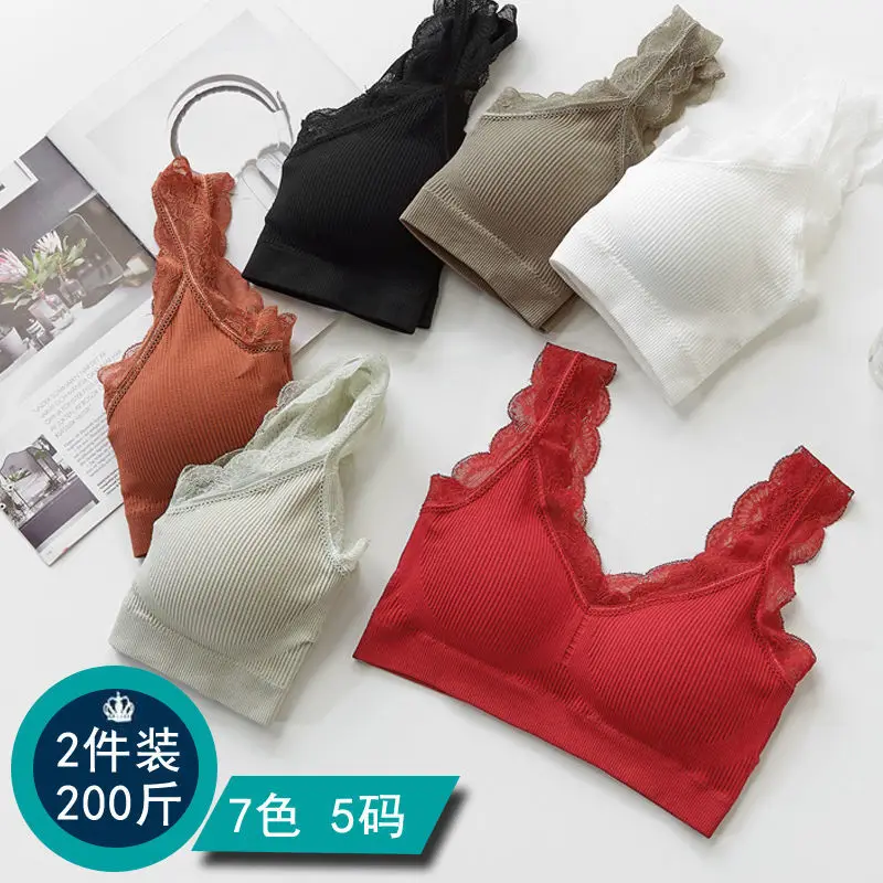 Бюстгальтер женский кружевной без косточек пикантный спортивный жилет пуш-ап на